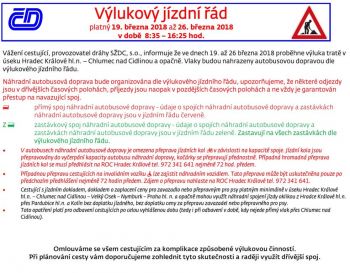 Výluka vlaků Hradec Králové - Chlumec nad Cidlinou