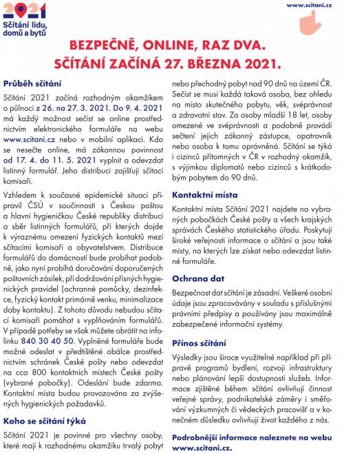 Oznámení o sčítání lidu 2021 - 2