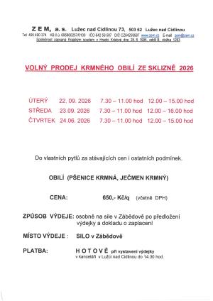 volný prodej obilí, společnost ZEM